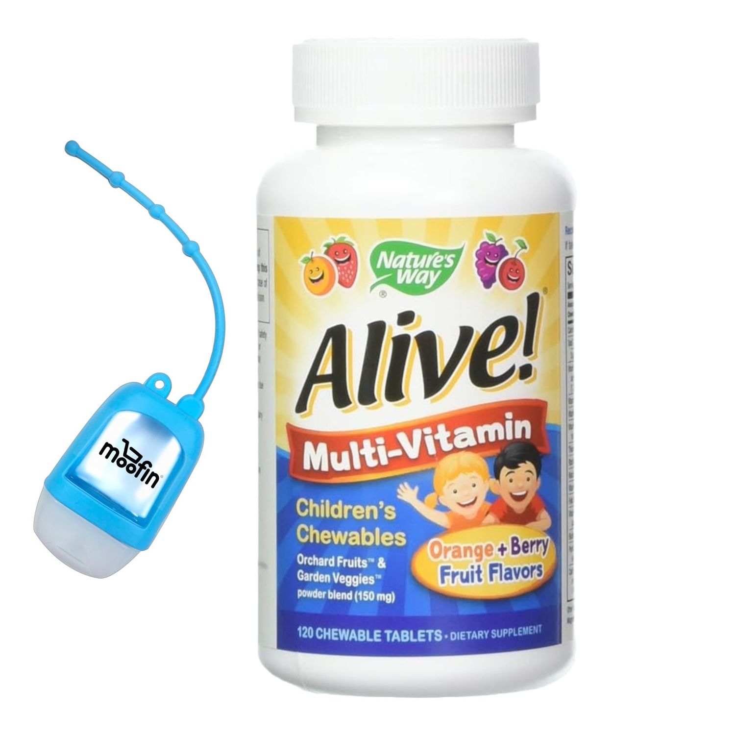 Alive Vitamins, Multivitamins For Kids, Orange Flavor | Bundled With With Hand Sanitizer Dispenser - 120 Chewable Tablets For Daily Essential Vitamins &amp; Minerals [Pack Of 1]