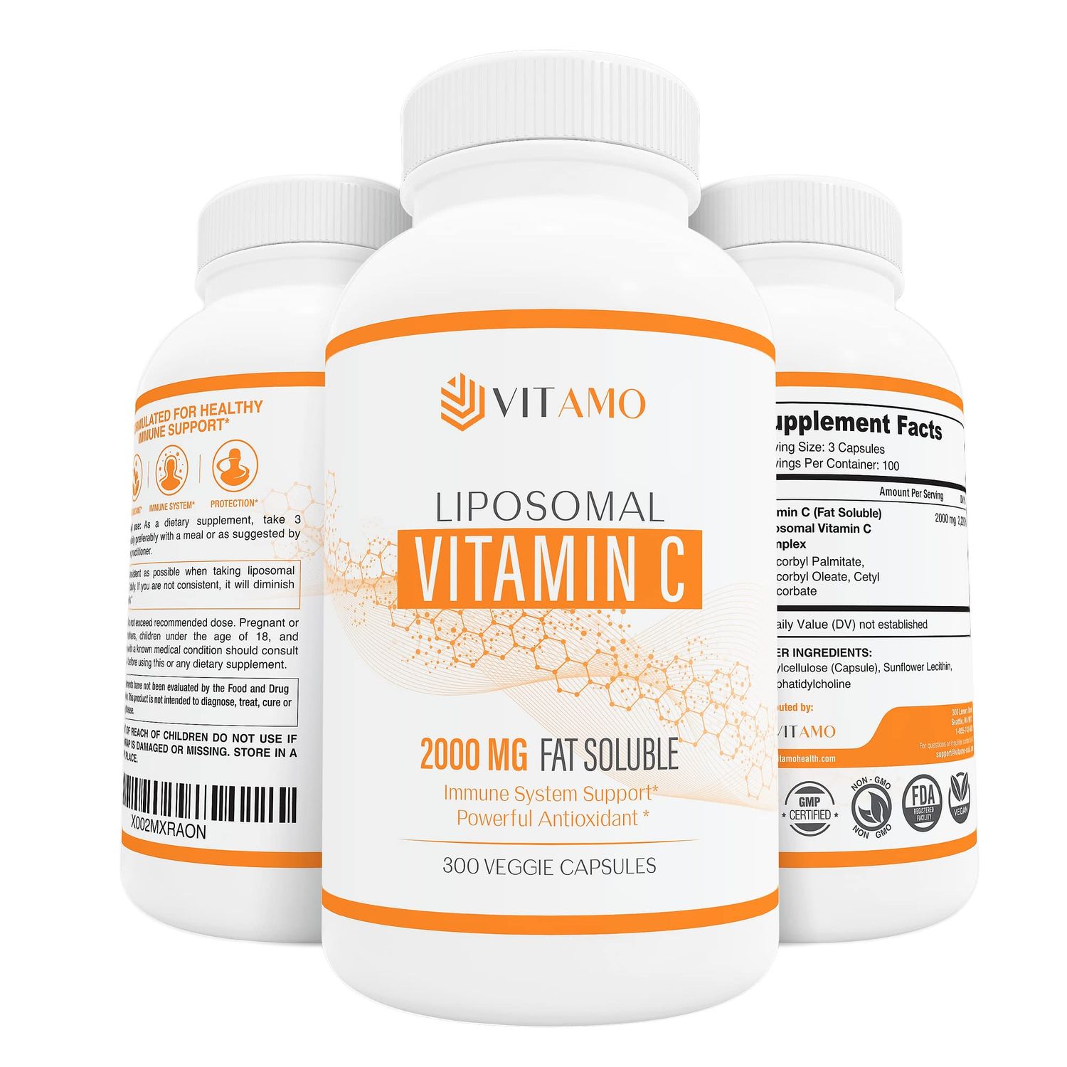 Liposomal Vitamin C 2000mg | Superior Delivery System | 300 Capsules Immune Support &amp; Collagen Booster | High Absorption Ascorbic Acid, High Dose Vitamin c, Zero Soy, 100% Non-GMO