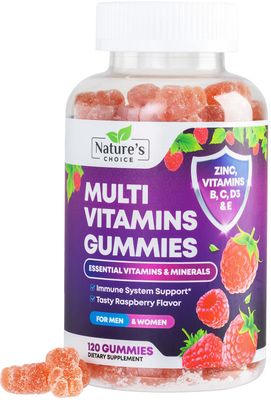 Multivitamin Gummies - Nature&#39;s Daily Gummy Multivitamins for Adults, Women &amp; Men with Vitamins A, C, E, B6, B12, and Minerals - Natural Multi Vitamin Supplement, Non-GMO, Berry Flavor - 120 Gummies