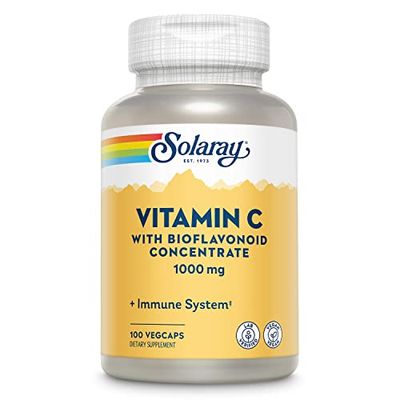 Solaray C Supplement with Rose Hips, Acerola, Bioflavonoids, 1000mg, 100 Count