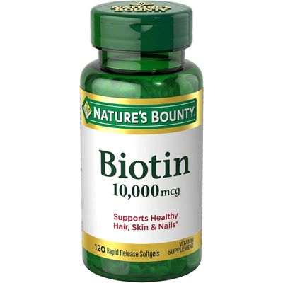 Nature&#39;s Bounty Biotin 10000 mcg, Supports Healthy Hair - Skin and Nails - Rapid Release Softgels - 120 Ct?.