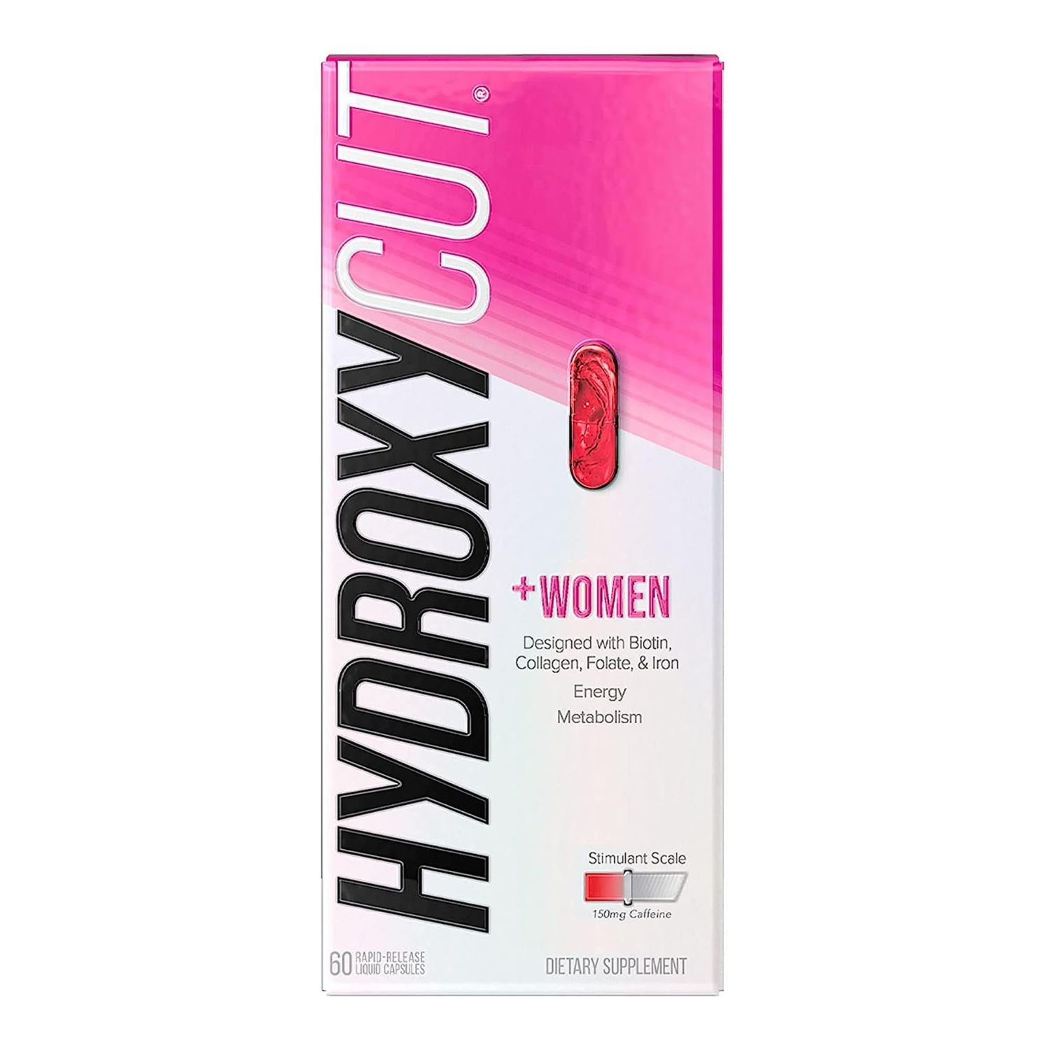 Hydroxycut +Women - 60 Rapid-Release Liquid Capsules - Includes Biotin, Collagen, Folate &amp; Iron