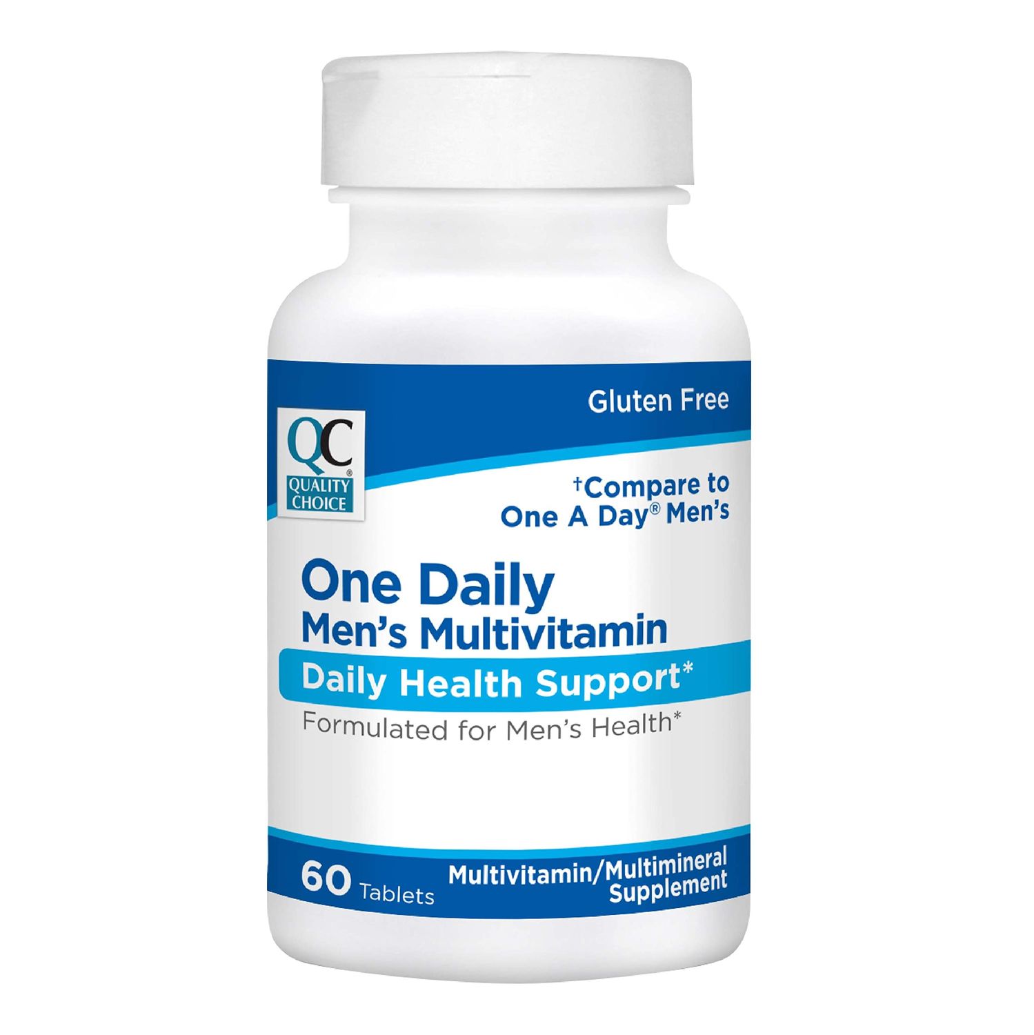 Quality Choice Mens One Daily Multivitamin with Vitamins A C D E B (1, 2, &amp; 6) and Mineral Supplements in 60 Count Bottles