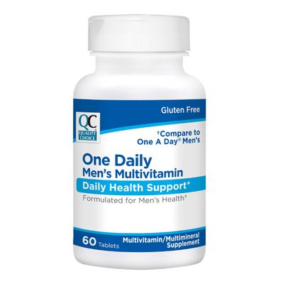 Quality Choice Mens One Daily Multivitamin with Vitamins A C D E B (1, 2, &amp; 6) and Mineral Supplements in 60 Count Bottles