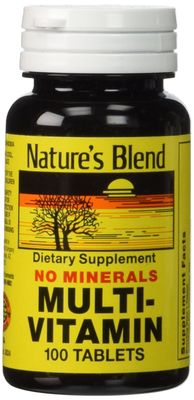 Nature&#39;s Blend Multi-Vitamin No Minerals 100 Tabs (Model: 3824)