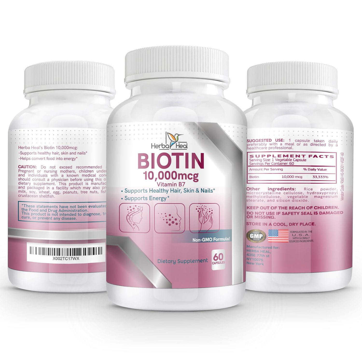 Biotin 10,000MCG Capsules Hair Growth for Women and Men - Vitamin B7 Pills - High Potency Supplement for Healthy Skin Nails and Hair - Vegan Biotin