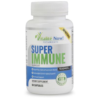 Super Wellness Immune Booster - Quercetin Immunity Support, 25 Vitamins, Herbs, Superfoods, Mushrooms - Vitamins C &amp; E - Selenium - Turmeric - Immune Defense Supplement - 60 Capsules