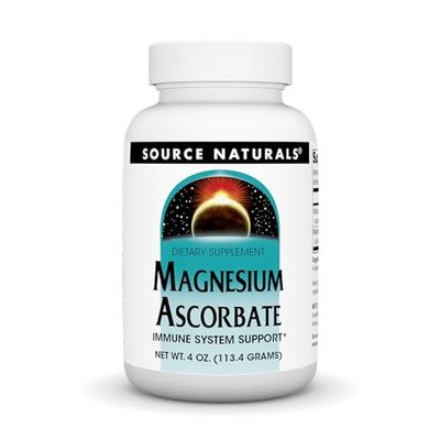 Source Naturals Magnesium Ascorbate Crystals - Non-Acidic Vitamin C - 4 Ounce Powder