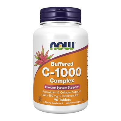 NOW Foods Supplements, Vitamin C-1000 Complex with 250 mg of Bioflavonoids, Buffered, Antioxidant Protection*, 90 Tablets