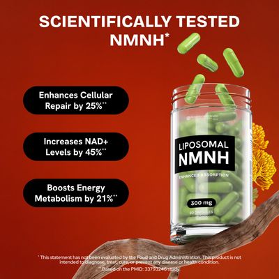 Resurrected Health NMN Supplement Alternative - Liposomal NMNH (Dihydronicotinamide Mononucleotide) - High Purity NAD Supplement for Anti Aging, Energy, Focus - 60 Capsules - 300mg