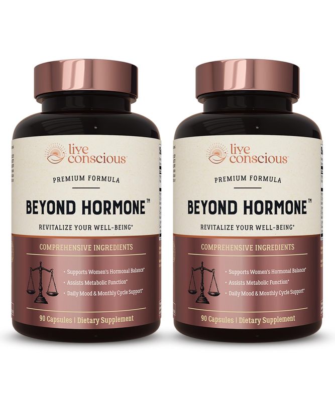 Live Conscious Beyond Hormone Holistic Hormone Balance for Women a DIM w/Myo-Inositol &amp; D-Chiro-Inositol Supplement - Promotes Healthy Estrogen Balance - Everyday PMS Support (2-Pack)