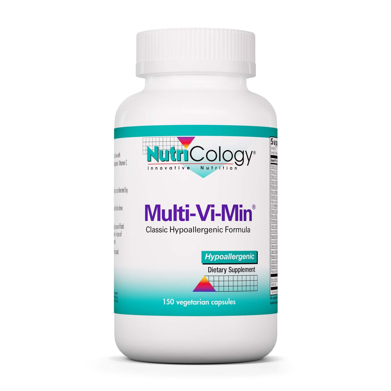 Nutricology Multi-Vi-Min Supplement - Multivitamin for Men &amp; Women, with Iron, Daily Vitamins, for Adults, High Potency, Bioavailable, Vegetarian Capsules - 150 Count