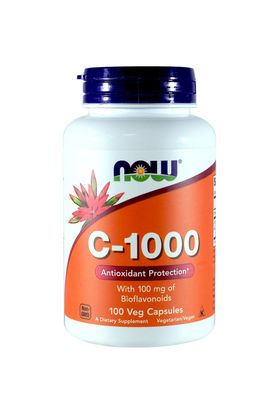 NOW C-1000, with 100 mg of Bioflavonoids, 100 Capsules (Pack of 2)