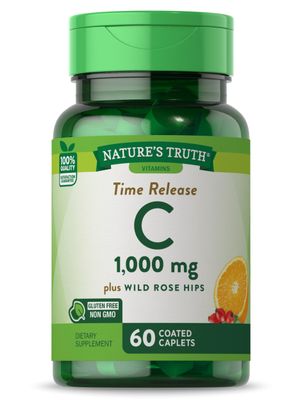 Nature&#39;s Truth Vitamin C 1000mg | 60 Caplets | with Wild Rose Hips | Vegetarian, Non-GMO &amp; Gluten Free Supplement