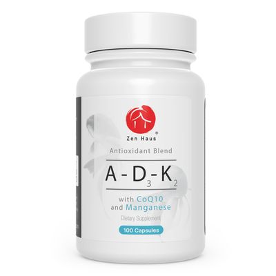 ADK Vitamin Supplement with Network Antioxidants - A, D3, K2 (MK-7 Non-Soy) and E with CoQ10 and Alpha Lipoic Acid - For Vision, Strong Bones and Teeth, and Immune Support - D3 5000 iu Complex