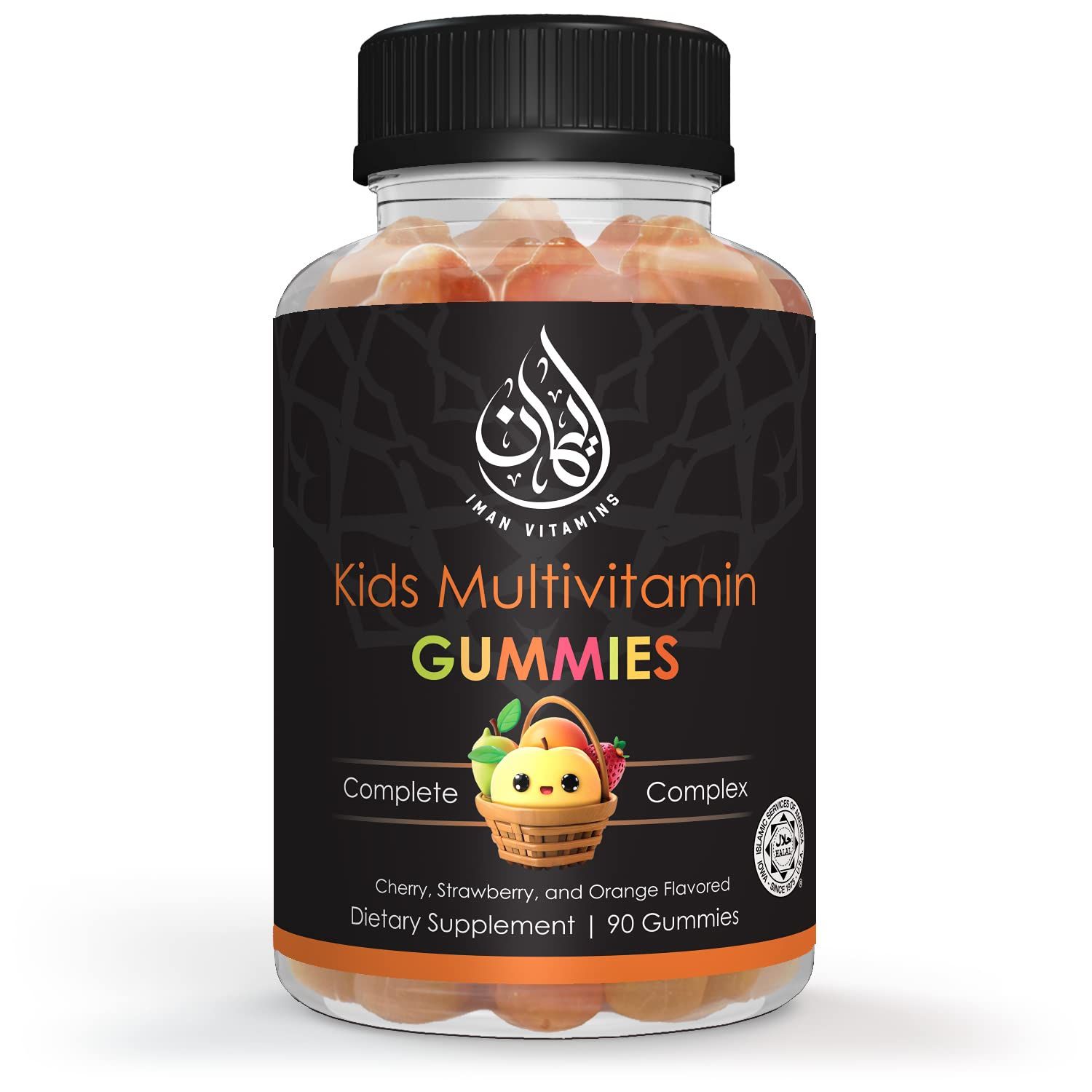 Iman Vitamins Halal Kids Multivitamin Gummies | Vitamin C, D, Zinc, A, E, B6, B12, Biotin, Folate, Inositol | Strengthen Metabolism, Bones &amp; Immunity | Vegetarian | Gluten Free | 90 Count