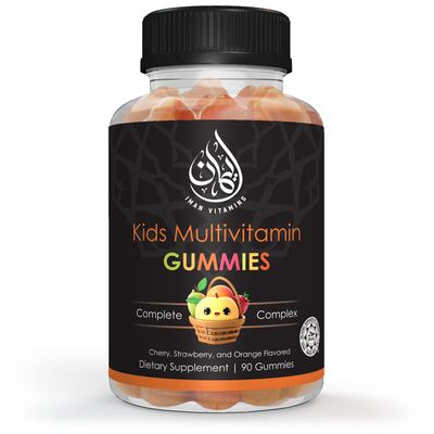 Iman Vitamins Halal Kids Multivitamin Gummies | Vitamin C, D, Zinc, A, E, B6, B12, Biotin, Folate, Inositol | Strengthen Metabolism, Bones &amp; Immunity | Vegetarian | Gluten Free | 90 Count
