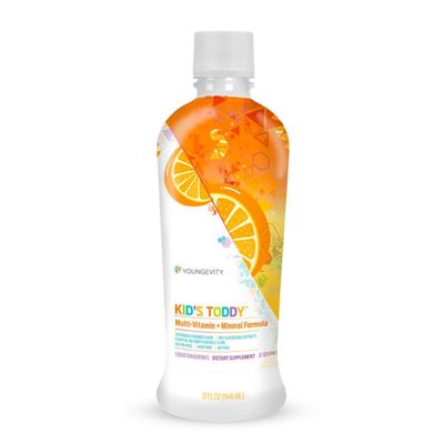 Youngevity Kid&#39;s Toddy - Mega Multivitamin for Kids &amp; Children Age 2+ - 14 Vitamins, 10 Minerals, Phytonutrient Blend - Highly Absorbable - Great Tasting Orange (32 Fl Oz) (Pack of 1)