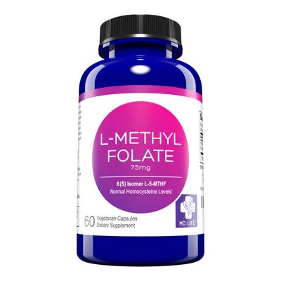 MD Life L-Methylfolate 7.5mg - Professional-Grade Active Methylfolate Supplement - Maximum Potency MTHFR Supplements - L-methylfolate 7.5 mg 60 Capsules - Essential Amino Acids