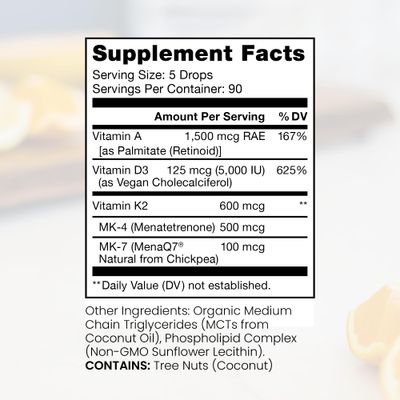 Pure Therapro Rx Vegan A-D-K Drops - 3 Month Supply - Vitamin A (Palmitate), Liposomal Vitamin D3 (Pureshine), Liposomal Vitamin K2 (MK-4 &amp; MK-7) Supports Immunity &amp; Bone Health - 10 mL