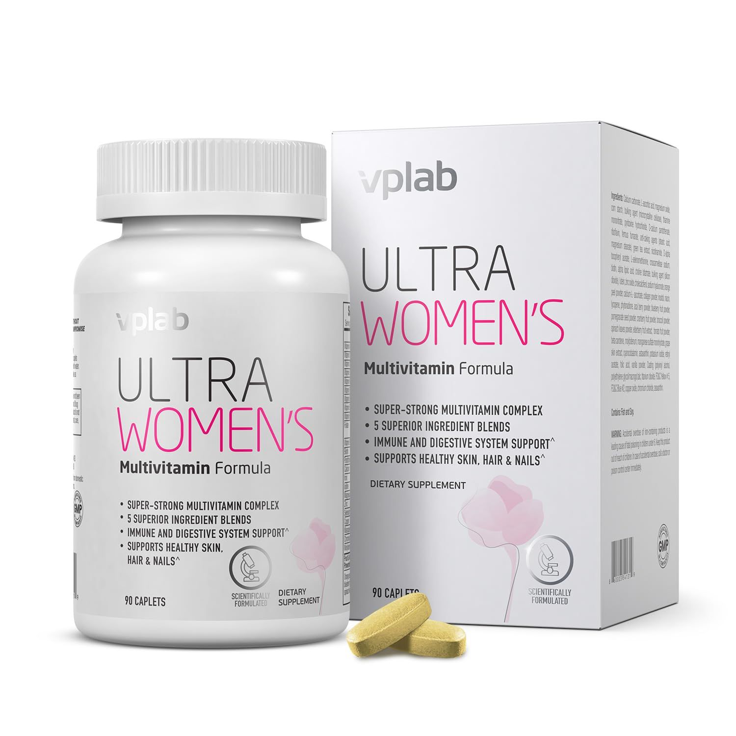 VPLab Ultra Women&#39;s Multivitamin Formula - Supplement for Hair, Skin &amp; Nails with Biotin, Iron, Vitamin B, D, C &amp; Zinc, Folate - Essential Daily Vitamins for Women&#39;s Health &amp; Wellness, 90 Caplets