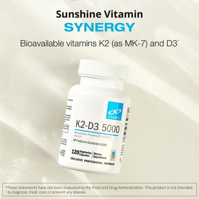 XYMOGEN K2-D3 5000 - Vitamin D3 K2 - Bioavailable Vitamin D 5000 IU (Cholecalciferol) with Vitamin K2 MK-7 - Heart, Arterial, Bone Health + Immune Support Supplement (60 Capsules)
