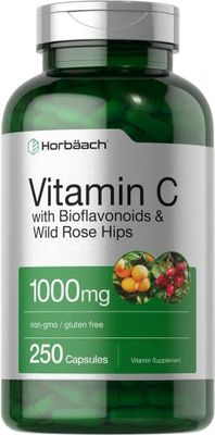 Horbach Vitamin C 1000mg | 250 Capsules | with Bioflavonoids and Rose HIPS | Non-GMO, Gluten Free Supplement | High Strength Formula