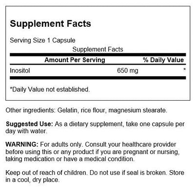 Swanson Inositol 650 Milligrams 100 Capsules