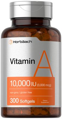 Horbach Vitamin A 10000 IU Softgels | 300 Count | Non-GMO, Gluten Free Supplement