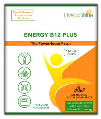 Live To Shine B12 Energy Plus Topical Patch - 30 Day Supply - USA Made