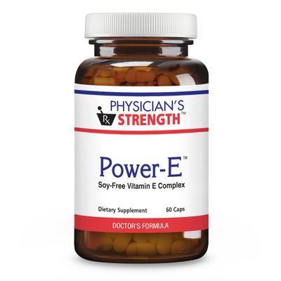 Physician&#39;s Strength Power-E Capsules - 60 Caps - Soy Free Vitamin E Complex - Non-GMO - 60 Servings