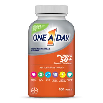 One A Day Womens 50+ Multivitamins, Multivitamin for Women with Vitamin A, C, D, E and Zinc for Immune Health Support*, Calcium &amp; more, 100 count
