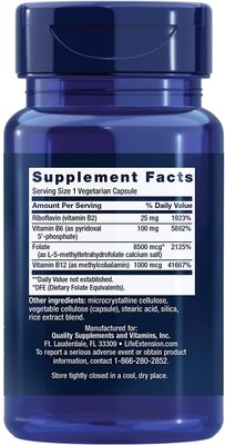 Life Extension Homocysteine Resist - 60 Vegetarian Capsules (Pack of 2) Vitamin B2, B6 &amp; B12 + Folate - Once-Daily, Non-GMO, Gluten-Free