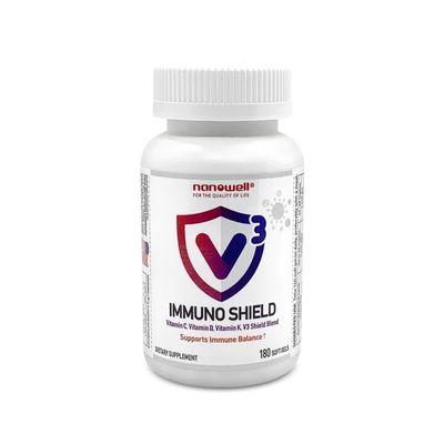 NANOWELL V3 Immuno Shield - Immune Support Supplement with Vitamin C, Vitamin D3, Vitamin K Complex, and Zinc - 180 Softgels, 180 Day Supply