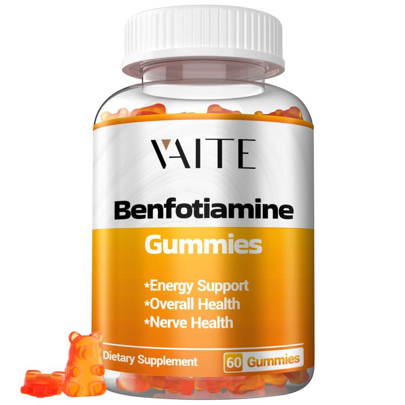 Benfotiamine Gummies with L-Leucine Supplement: Essential Vitamin B1 Complex Supplements for Men and Women, Non-GMO, Vegan and Gluten-Free - Support Metabolism &amp; Boost Energy and Nervous System Health