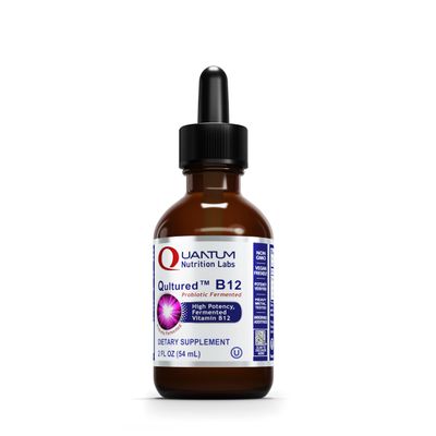 Quantum Nutrition Labs Qultured B12 - Vitamin B12, Pure B12 Liquid, B12 Sublingual, Methylated B12, Organic, Liquid Drops for Adults, Liquid B12 Supplement with Methylcobalamin - 2 Fl Oz