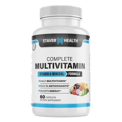 Staver Health Complete Multivitamin Capsules for Men &amp; Women - 60 Count - 30 Servings - 1 Month Supply