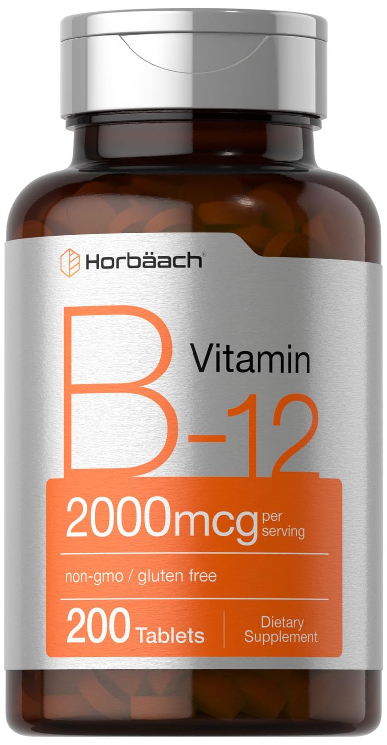 Horbach B-12 | 2000mcg Per Serving | 200 Vegetarian Tablets | for Adults | Vegetarian, Non-GMO, &amp; Gluten Free Vitamin