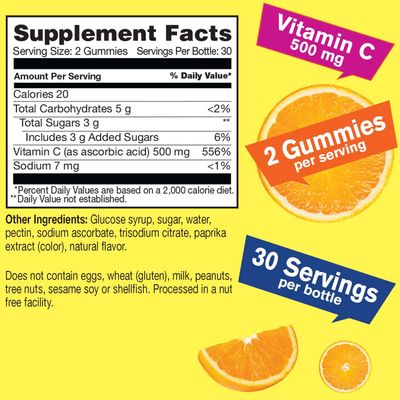 WellYeah Vitamin C Gummies 500mg | Natural Sourced Flavors | Immune, and Antioxidant Support | Vitamina C Gummies for Adults | Nut Free, Vegan | 60 Count