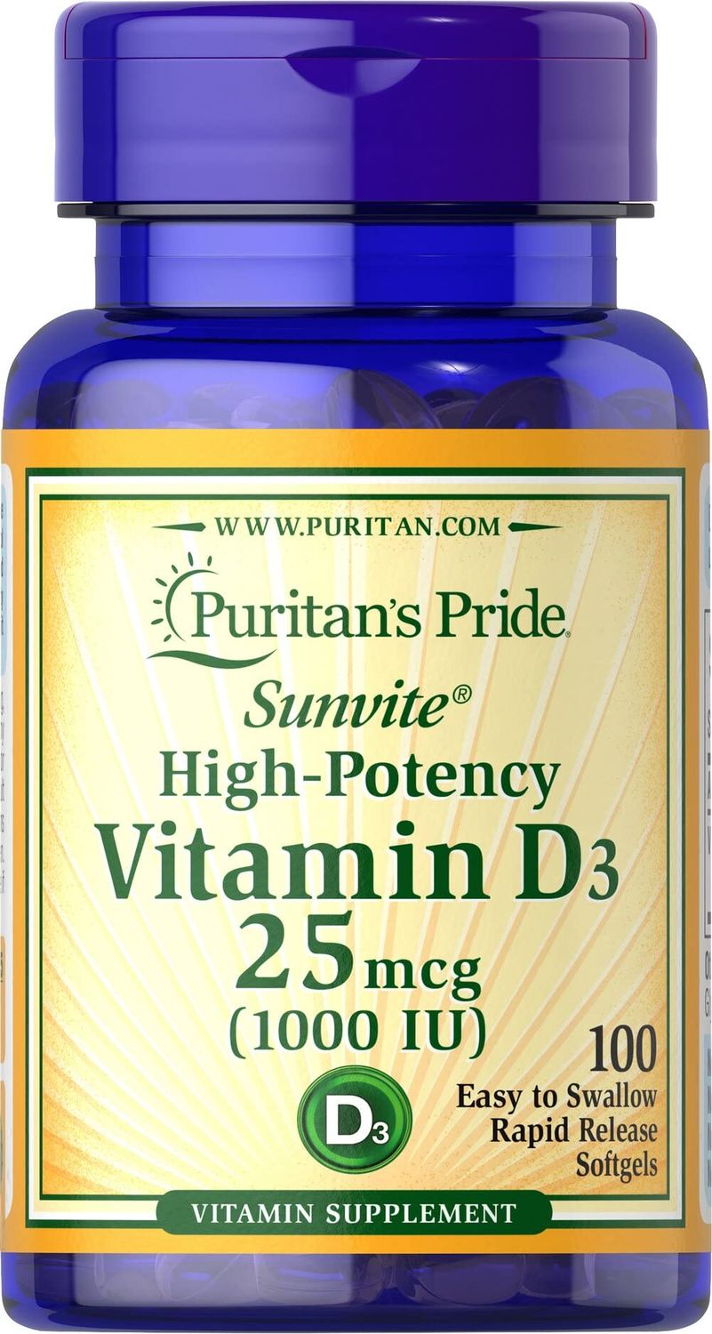 Puritan&#39;s Pride Vitamin D3 1000 Iu Softgels, 100 Count