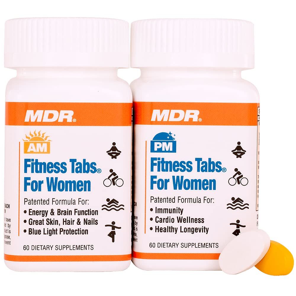 MDR Fitness Tabs Patented Multivitamin for Women Promotes ATP and NAD to Support Energy and Fitness - AM/PM Formulas - 2 Month Supply