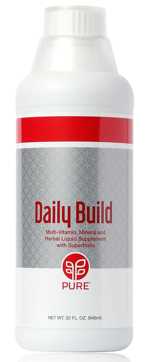 PURE Daily Build Liquid Multivitamin &amp; Mineral/Herbal Dietary Supplement with Superfruits - 1 Bottle of 32 Fl Oz (946ml)