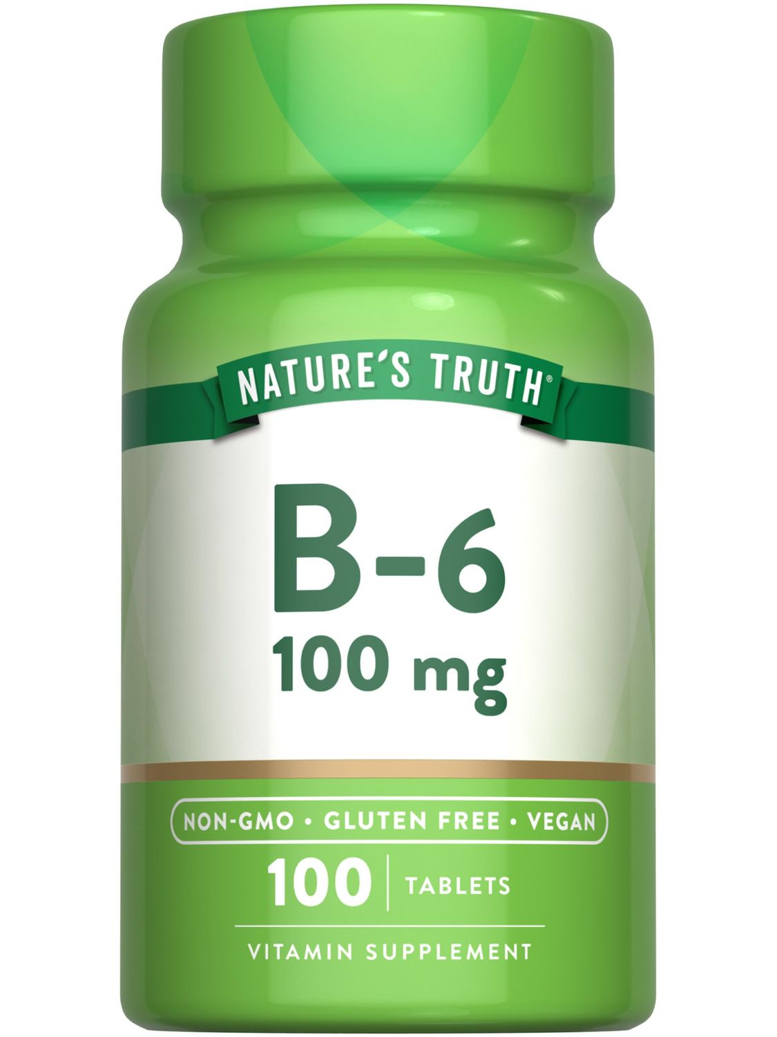 Nature&#39;s Truth B6 Vitamin | 100mg | 100 Tablets | Vegan, Non-GMO &amp; Gluten Free Supplement