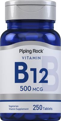 Piping Rock Vitamin B-12 | 500 mcg | 250 Tablets | Non-GMO, Gluten Free Supplement