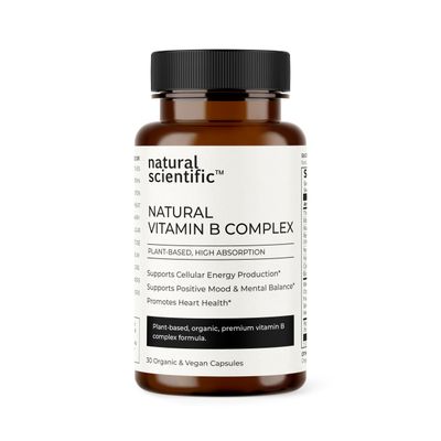 NATURAL SCIENTIFIC Organic Vitamin B Complex Supplement - for Women and Men - Vegan, Gluten-Free, Non-GMO - 1-Month Supply - 30 Capsules - Premium Dietary Supplement