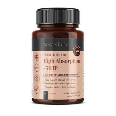 5HTP 300mg x 180 Tablets (2 Bottles with 90 Tablets in Each - 6 Months Supply. with 220mg Vitamin C, B6, and Black Pepper Extract. SKU: 5H3x2