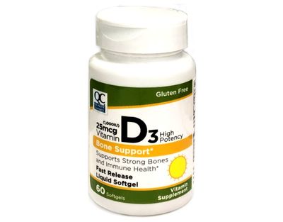 Quality Choice High Potency Vitamin D3 Softgel Supplement 60 Count Bottle