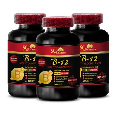 Immune Booster - METHYLCOBALAMIN Vitamin B-12 5000 - Immune System Vitamins for Men, Vitamin e for Men, Organic Supplement for Skin, Immune System Pills, Energy Booster, Energy Boost - 3 Bottles 180