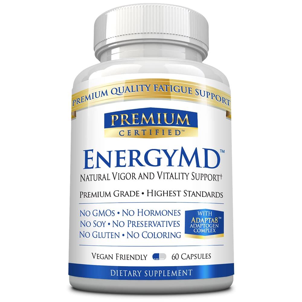 Premium Certified EnergyMD - Vitamin B Blend, Adaptogenic Complex, Piperine - All Natural, Fast Absorption Energy Booster - 60 Capsules - Non-GMO, Vegan, Made in USA