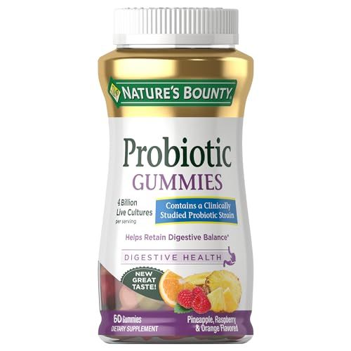 Nature&#39;s Bounty Probiotic Gummies, Immune Health &amp; Digestive Balance, Pineapple, Raspberry and Orange Flavor Gummies, 60 Ct